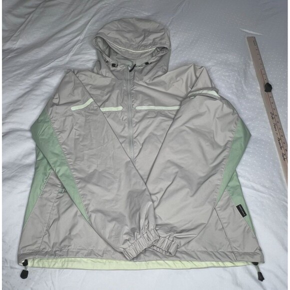 Columbia Womens Rain Coat W/Adjustable Hood Size XL Short Beige/Green - Picture 5 of 14